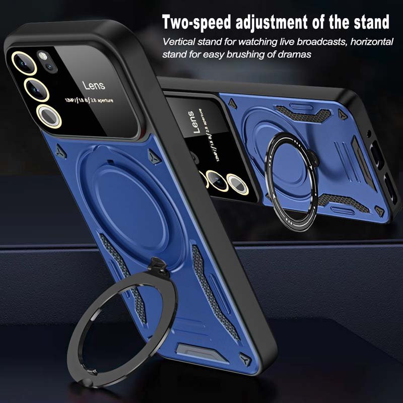 VIVO V29 Kickstand Magnetic Case Wireless Charging PC Armor Design with Lens Protection Shockproof Packaged