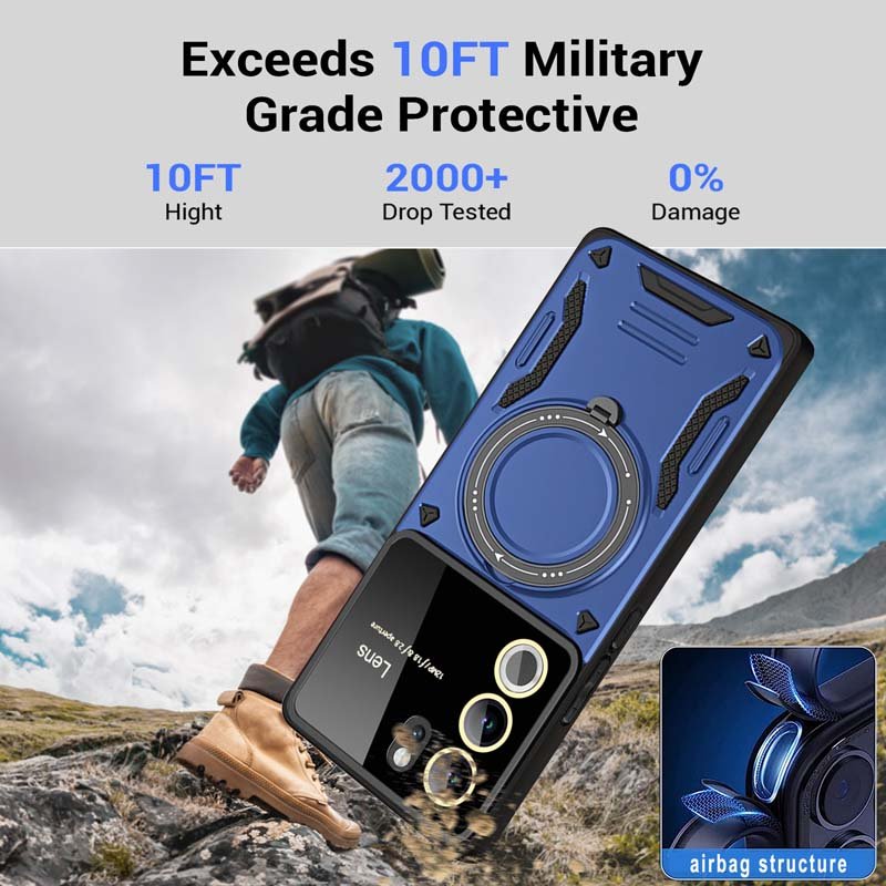 VIVO V29 Kickstand Magnetic Case Wireless Charging PC Armor Design with Lens Protection Shockproof Packaged