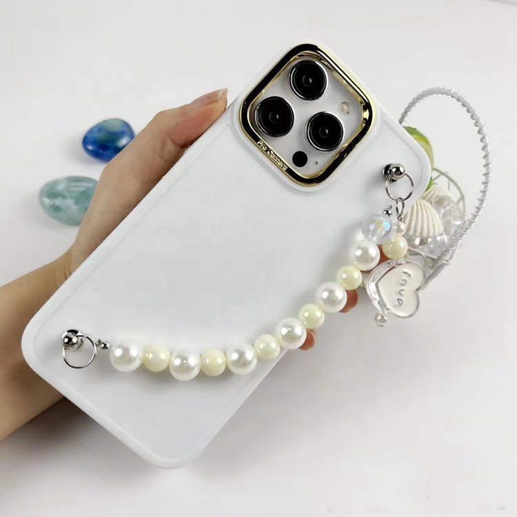 wholesale for samsung s20 s21 s22 s23 s24 plus ultra electroplated lady girl pearl love heart chain wristband mobile phone case