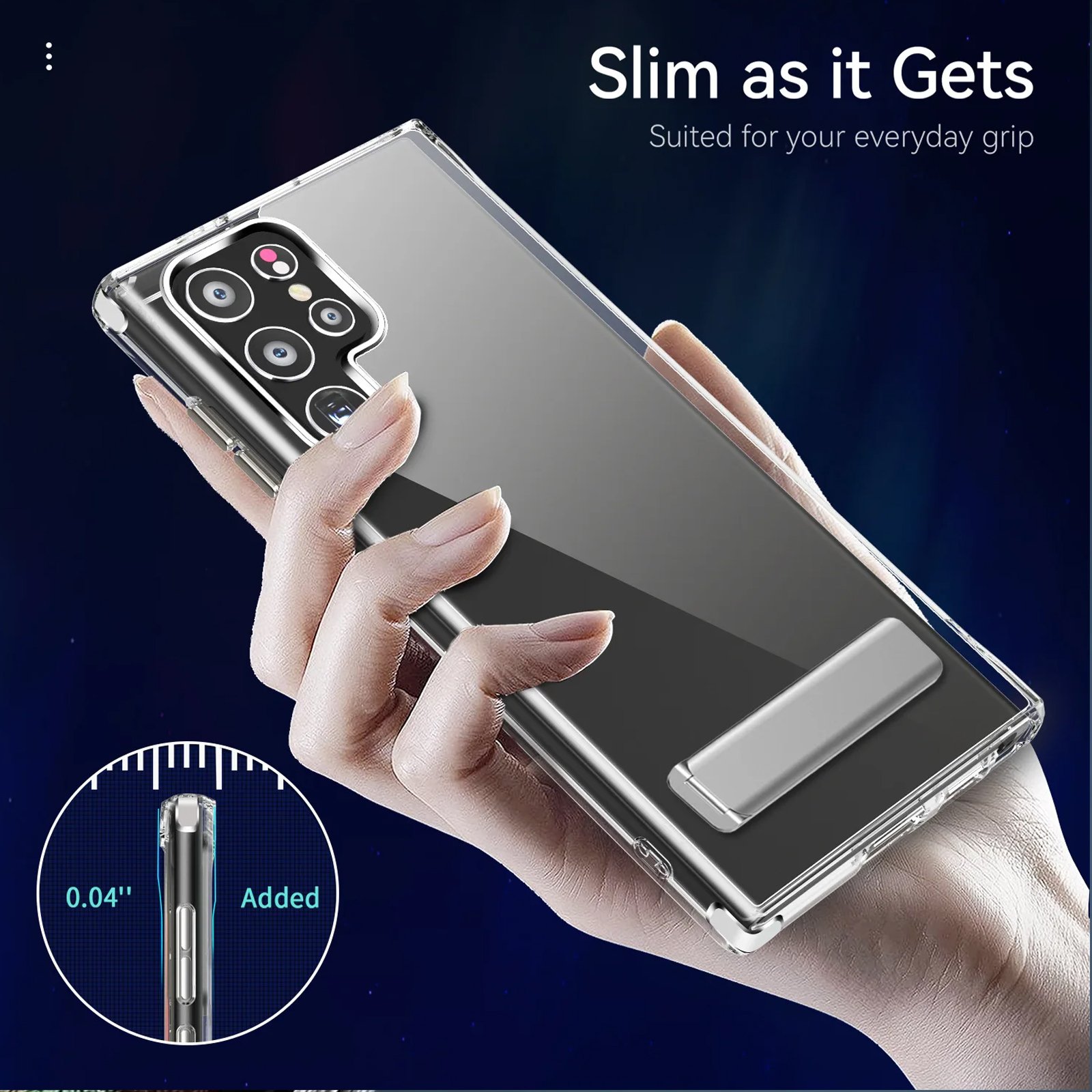 Kickstand Clear Mobile Phone Case for Samsung Galaxy S24 Ultra S23 S22 Plus New Products 2024 Hard PC Soft Bumper Slim Cover