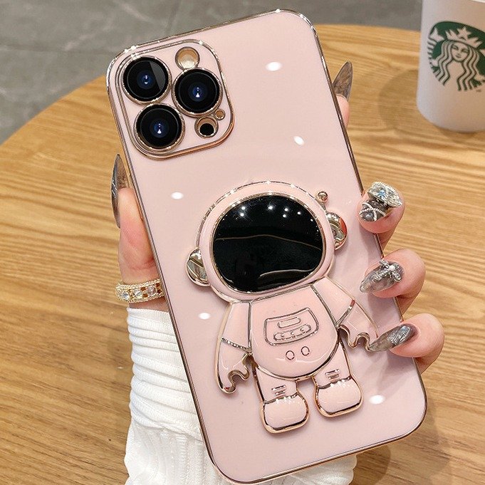 Luxury Case For Iphone 14 13 12 11 Pro Max Cover Custom Silicone Phone Case With Astronaut Phone Holder Stand