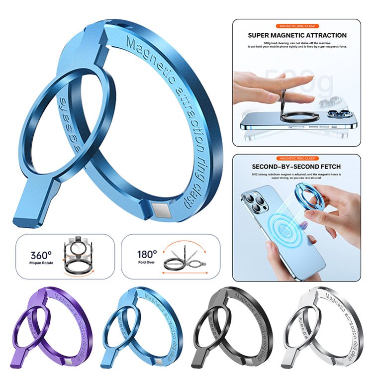 CE/FCC/KC/RoHS Magnetic Phone Grip Phone Ring Holder Adjustable Kickstand For iPhone 15 Pro Max soporte de anillo MagSafe Ring