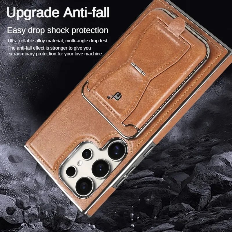 New Design 2 in 1 With Magnetic Removable Black Card Holder Stand Leather Wallet Phone Case For Samsung S24 Ultra S23 Plus