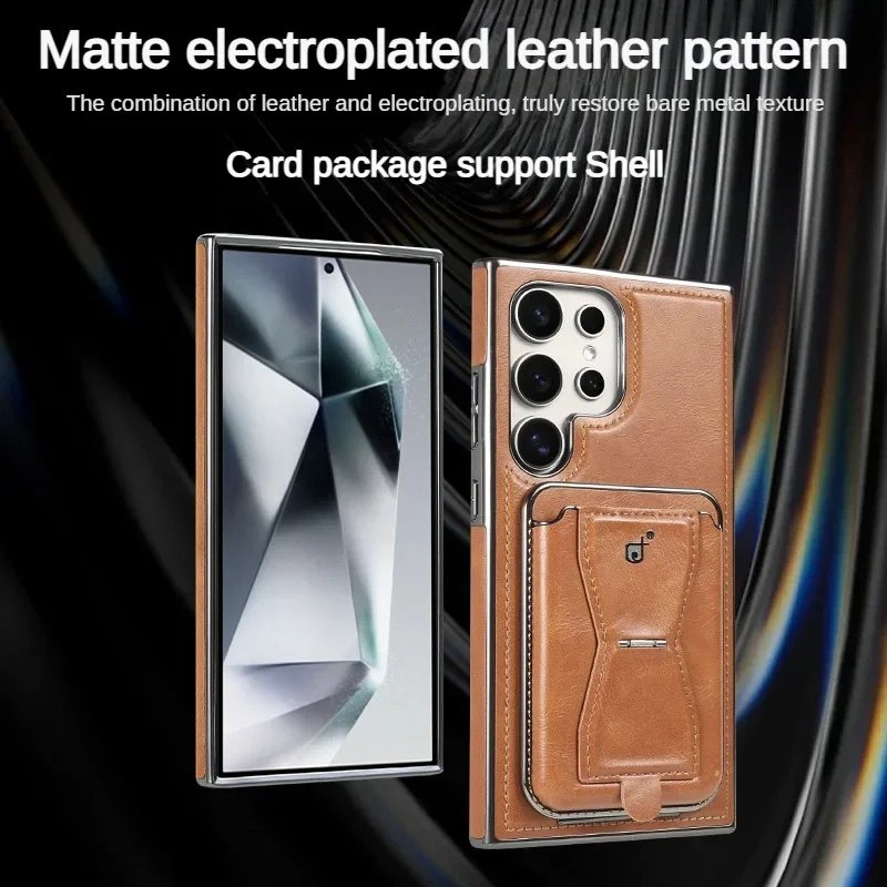 New Design 2 in 1 With Magnetic Removable Black Card Holder Stand Leather Wallet Phone Case For Samsung S24 Ultra S23 Plus