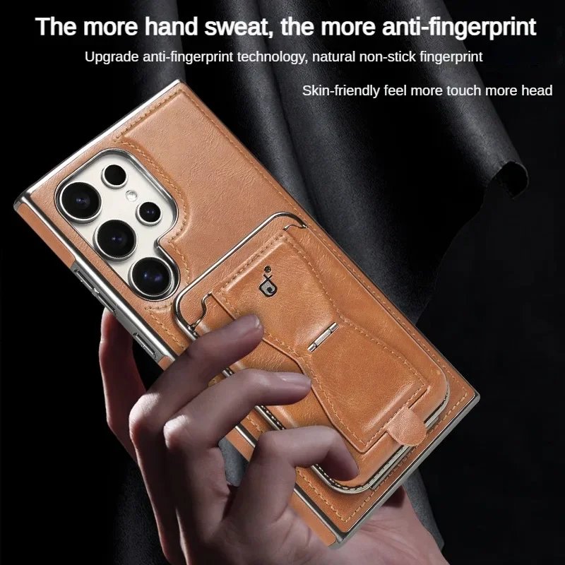 New Design 2 in 1 With Magnetic Removable Black Card Holder Stand Leather Wallet Phone Case For Samsung S24 Ultra S23 Plus