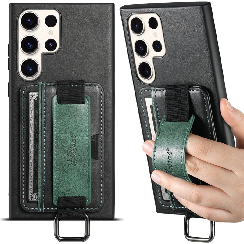 Mobile Phone Cases For Samsung A14 5G card phone case A54 5G wrist strap protective leather case S22/S23Plus back cover