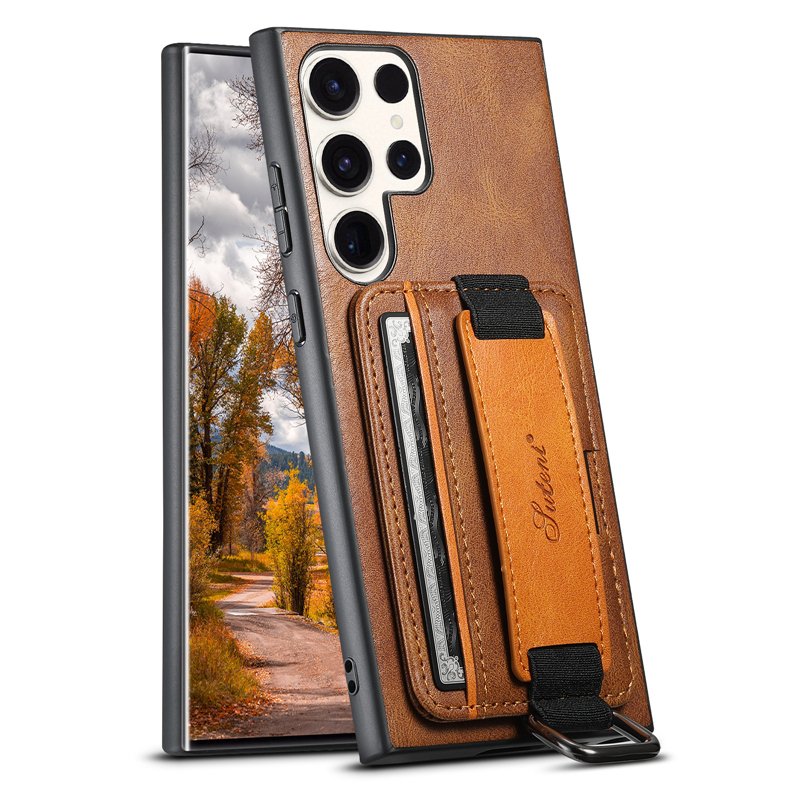 Mobile Phone Cases For Samsung A14 5G card phone case A54 5G wrist strap protective leather case S22/S23Plus back cover