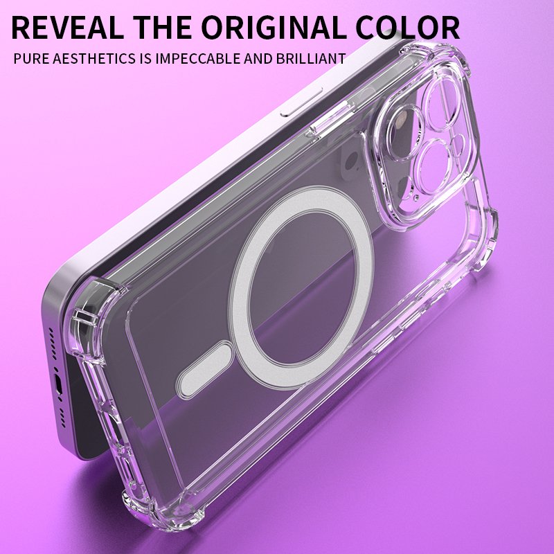 Original Quality Transparent Clear TUP Magnetic Wireless Charging Phone Case Shockproof Mobile Phone Case Back C