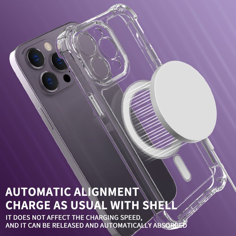 Original Quality Transparent Clear TUP Magnetic Wireless Charging Phone Case Shockproof Mobile Phone Case Back C