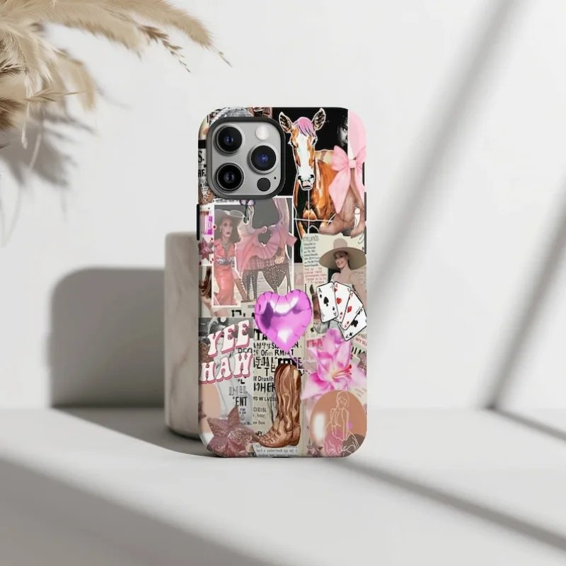 Disco Cowgirl Collage Phone Case For IPHONE 15PRO MAX 14 13 12 11 PRO Plus 15pro Acrylic TPU Two in one Mobile Phone Cases
