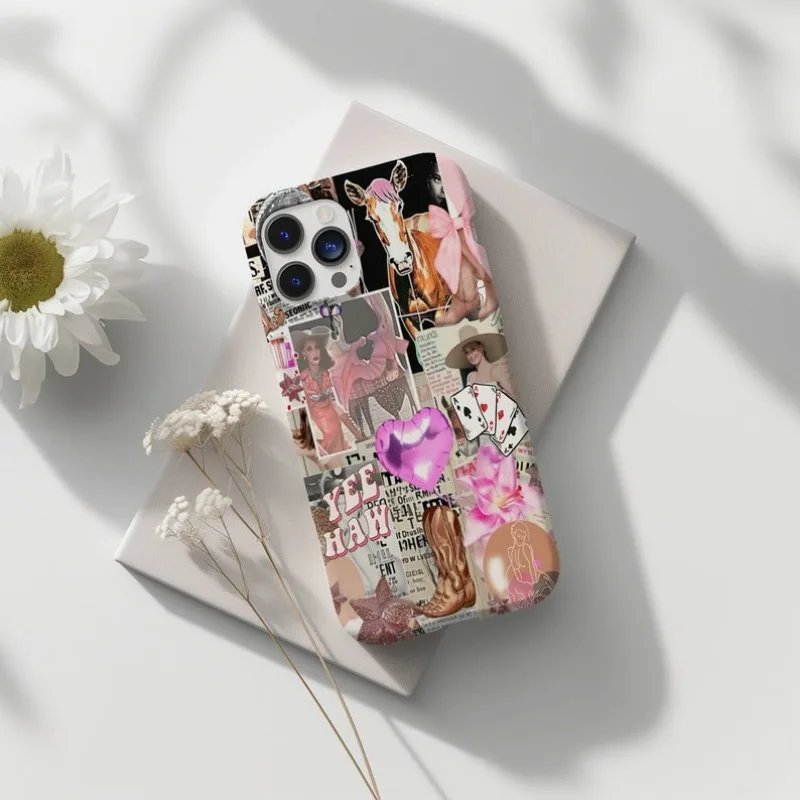 Disco Cowgirl Collage Phone Case For IPHONE 15PRO MAX 14 13 12 11 PRO Plus 15pro Acrylic TPU Two in one Mobile Phone Cases