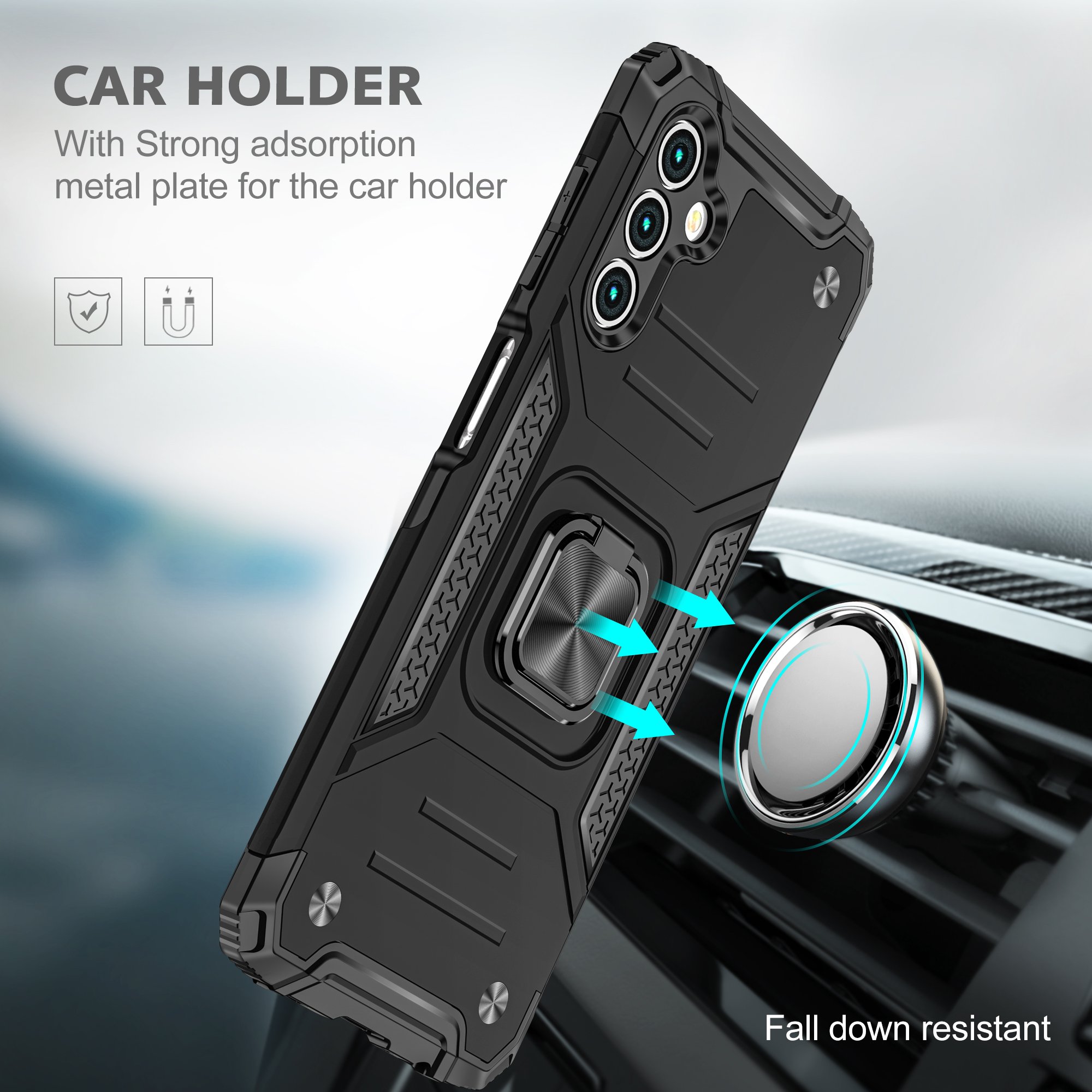 Anti Gravity Armor Ring Phone Case for Samsun Galaxy A23 A53 A34 A25 35 A55protection Back Cover Plain Simple Mobile Phone Cases