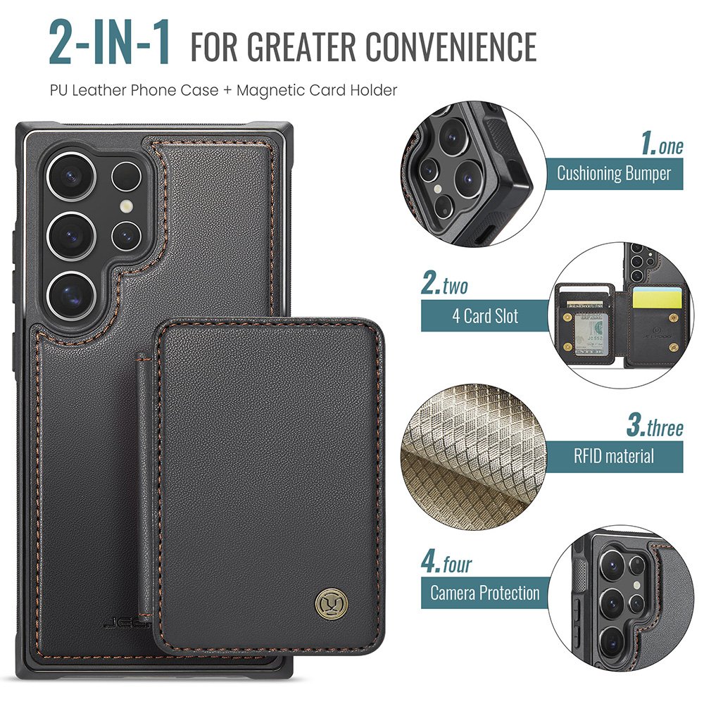 Luxury Retro PU Leather 2 in 1 Magnetic Detachable Wallet Mobile Phone Case for Samsung S24 Ultra