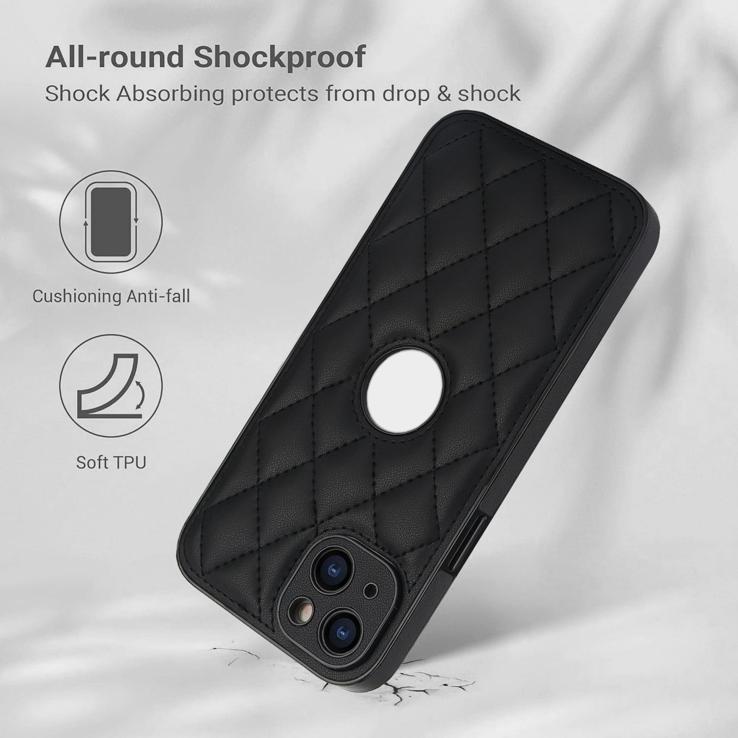 Luxury Soft Quality PU Leather Wallet Mobile Phone Case with Card Slots & Kickstand TPU Material Business Design for iPhone