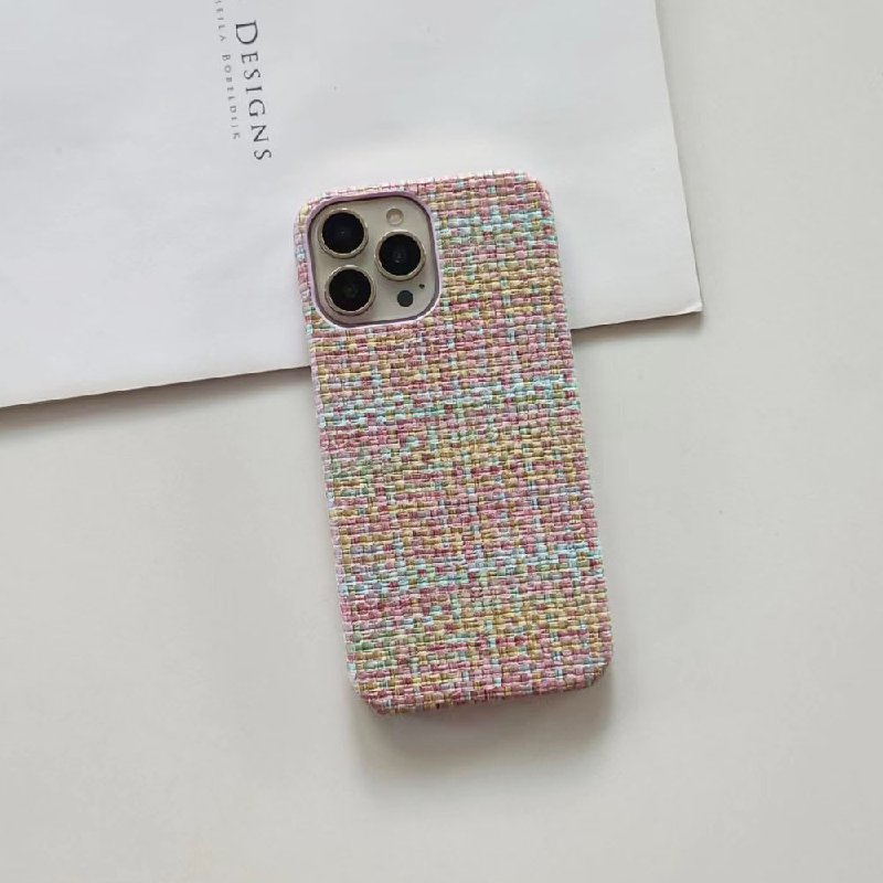 2023 Straw Mat Pattern With Oil Edge PC+Leather Phone Case For Iphone 14 Plus 13 12 11 Pro Max X XR XSMAX 7 8 Plus