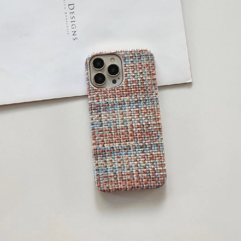2023 Straw Mat Pattern With Oil Edge PC+Leather Phone Case For Iphone 14 Plus 13 12 11 Pro Max X XR XSMAX 7 8 Plus