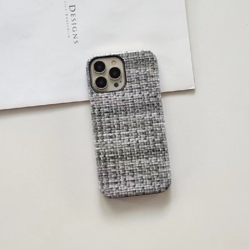 2023 Straw Mat Pattern With Oil Edge PC+Leather Phone Case For Iphone 14 Plus 13 12 11 Pro Max X XR XSMAX 7 8 Plus