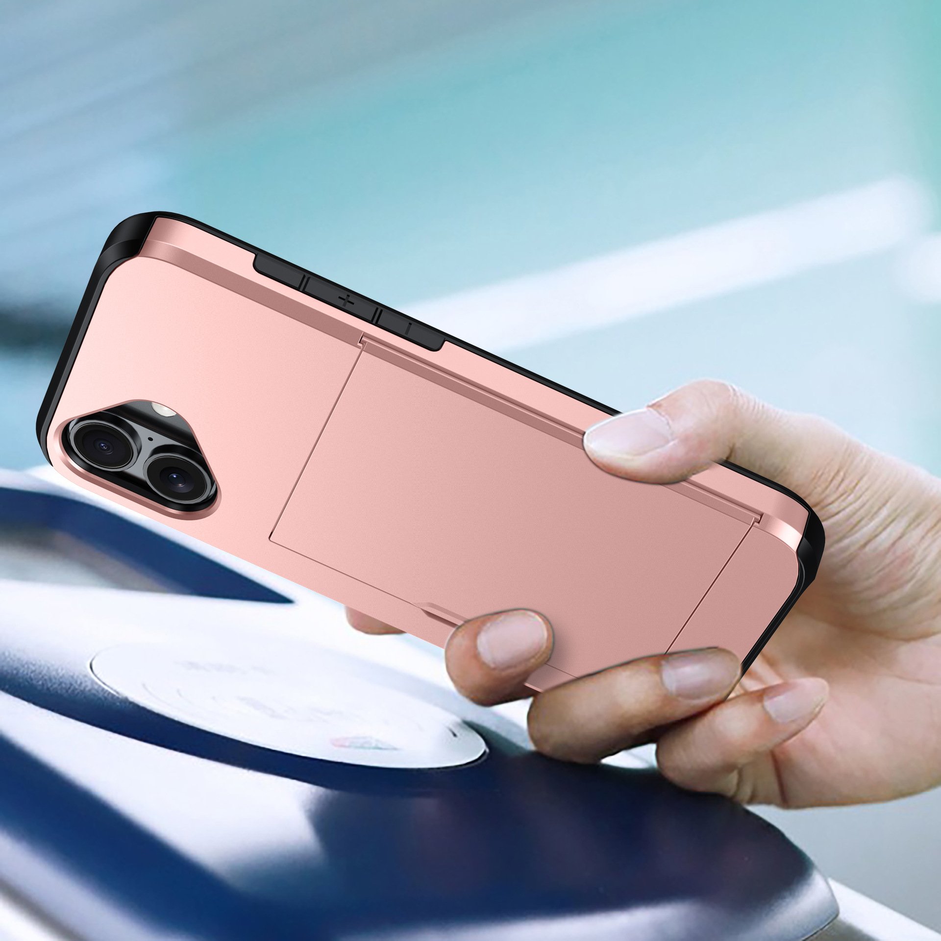 For iPhone 16 Plus Mobile Phone Case Slip Back Cover Collect Card Cellphone Back Case For iPhone 16 Pro Luxury Phone bag