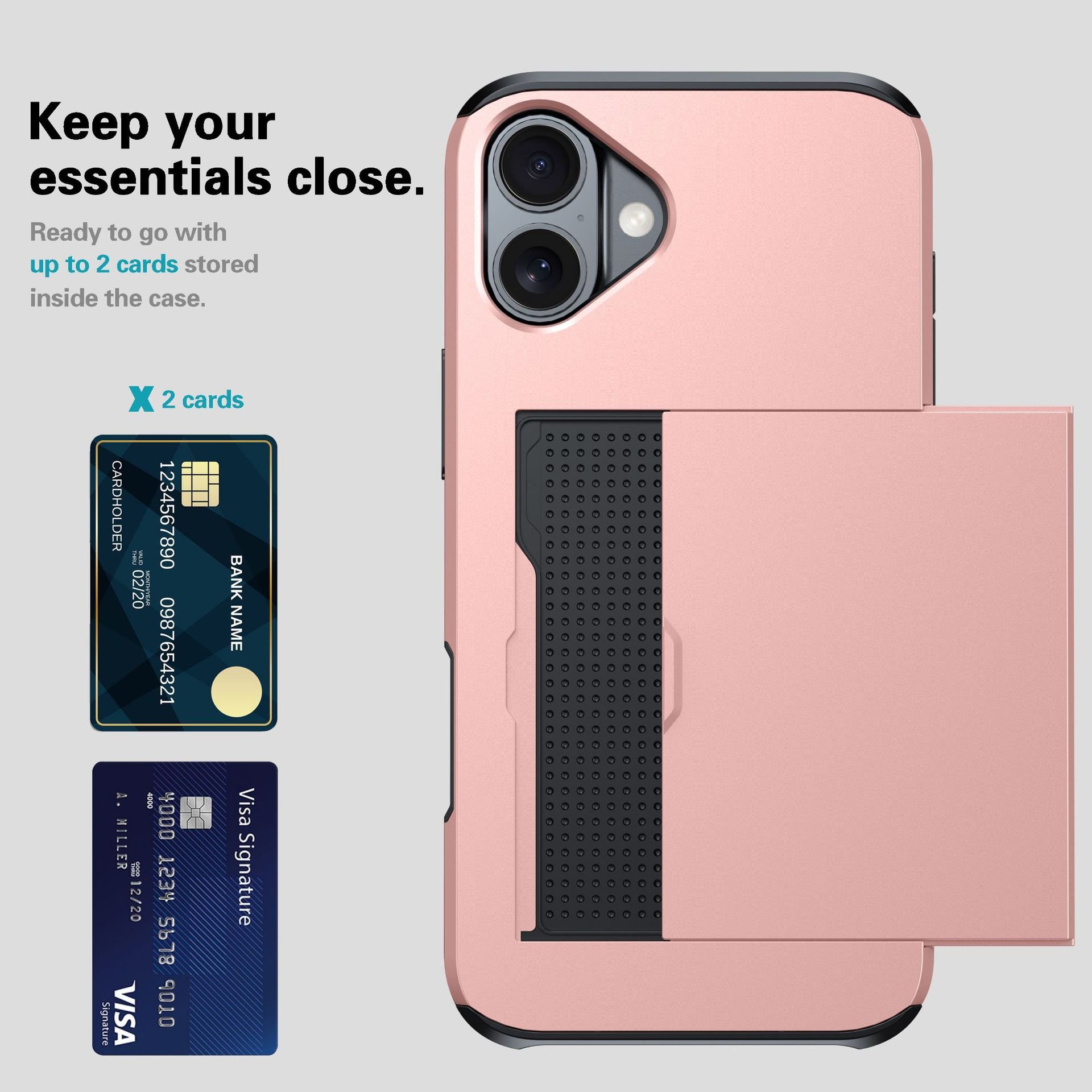 For iPhone 16 Plus Mobile Phone Case Slip Back Cover Collect Card Cellphone Back Case For iPhone 16 Pro Luxury Phone bag