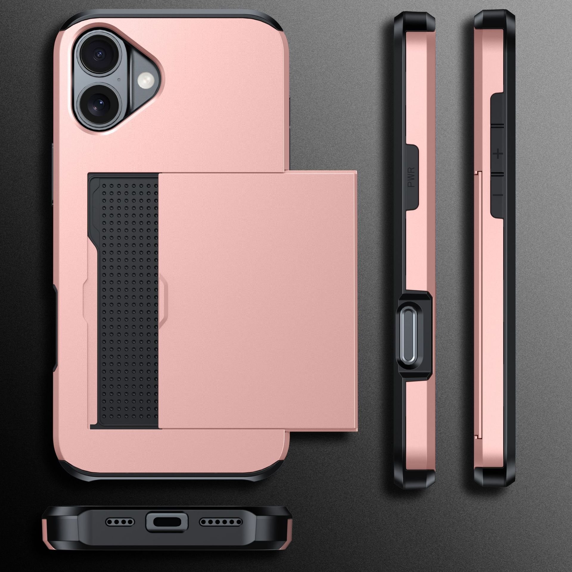 For iPhone 16 Plus Mobile Phone Case Slip Back Cover Collect Card Cellphone Back Case For iPhone 16 Pro Luxury Phone bag