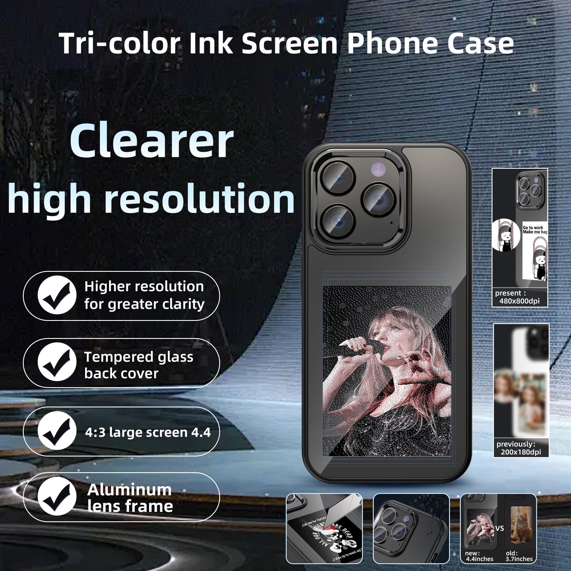Tempered glass AI phone case new trending products luxury mobile accessories ink screen for phone case NFC e display cases