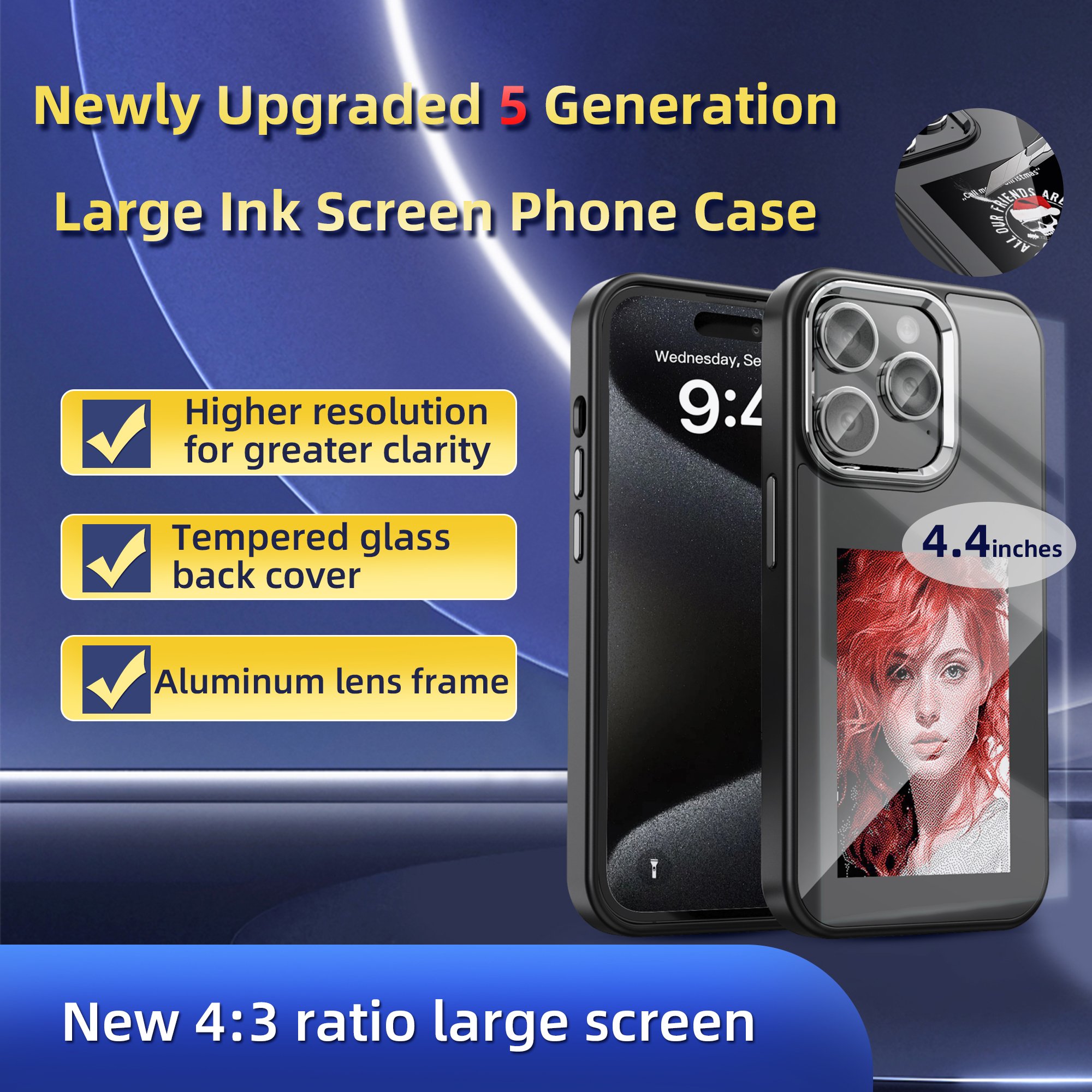 Tempered glass AI phone case new trending products luxury mobile accessories ink screen for phone case NFC e display cases