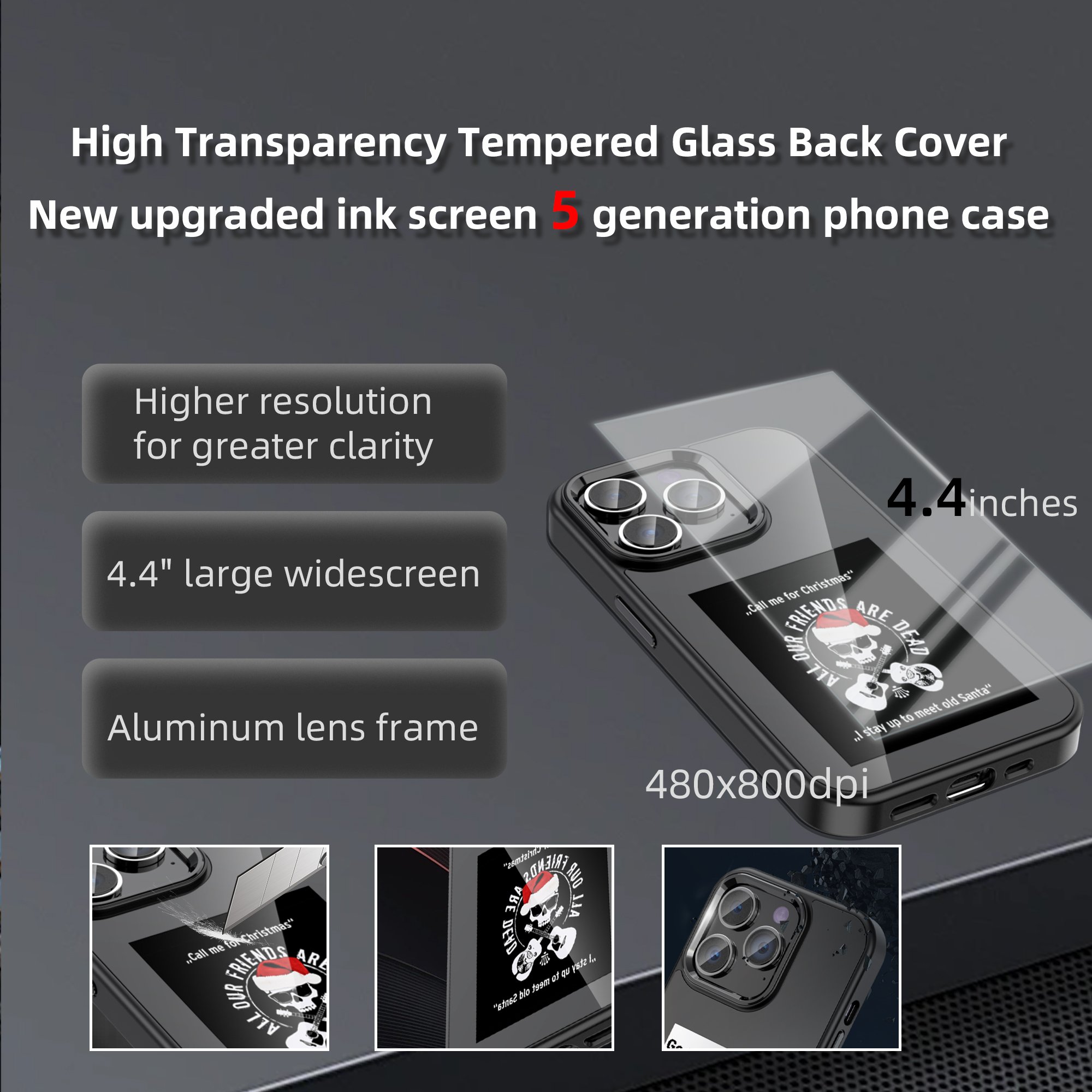 Tempered glass AI phone case new trending products luxury mobile accessories ink screen for phone case NFC e display cases