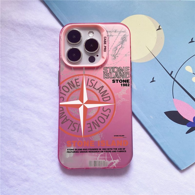 stone island frosted IMD phone case anti-fall protective case For iPhone 15 14 13 Pro Max