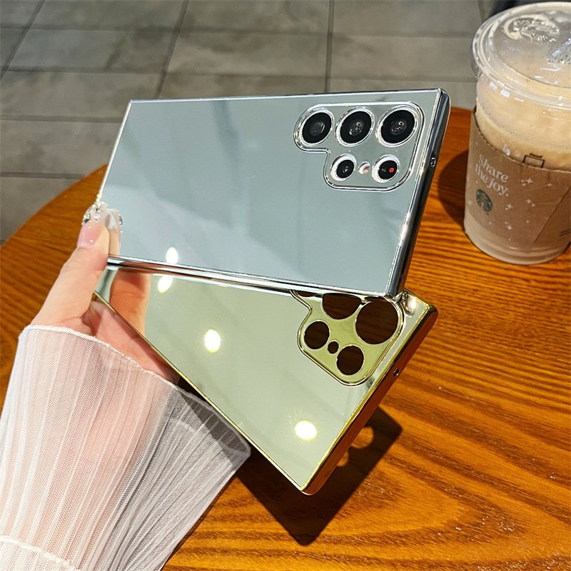 For Samsung Galaxy S24 Ultra Electroplated Makeup Mirror Mobile Phone Case Anti-Fall For S23 S22 S21 Plus Protective Back Cover