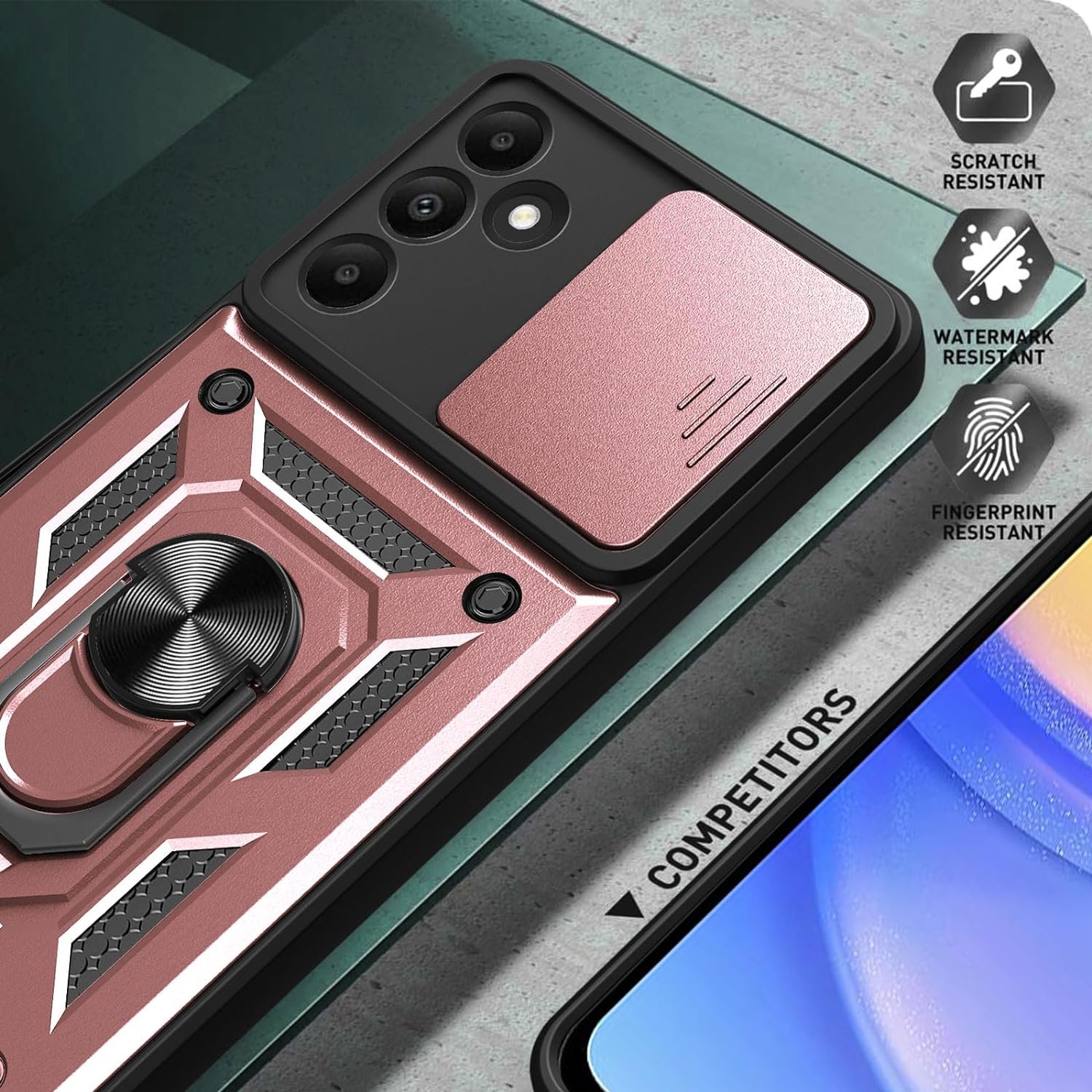 Sliding Lens Phone Cases For Samsung Galaxy A15 A25 A35 A55 5G Camera Protection Ring Holder Back Cover Mobile Phone Cover