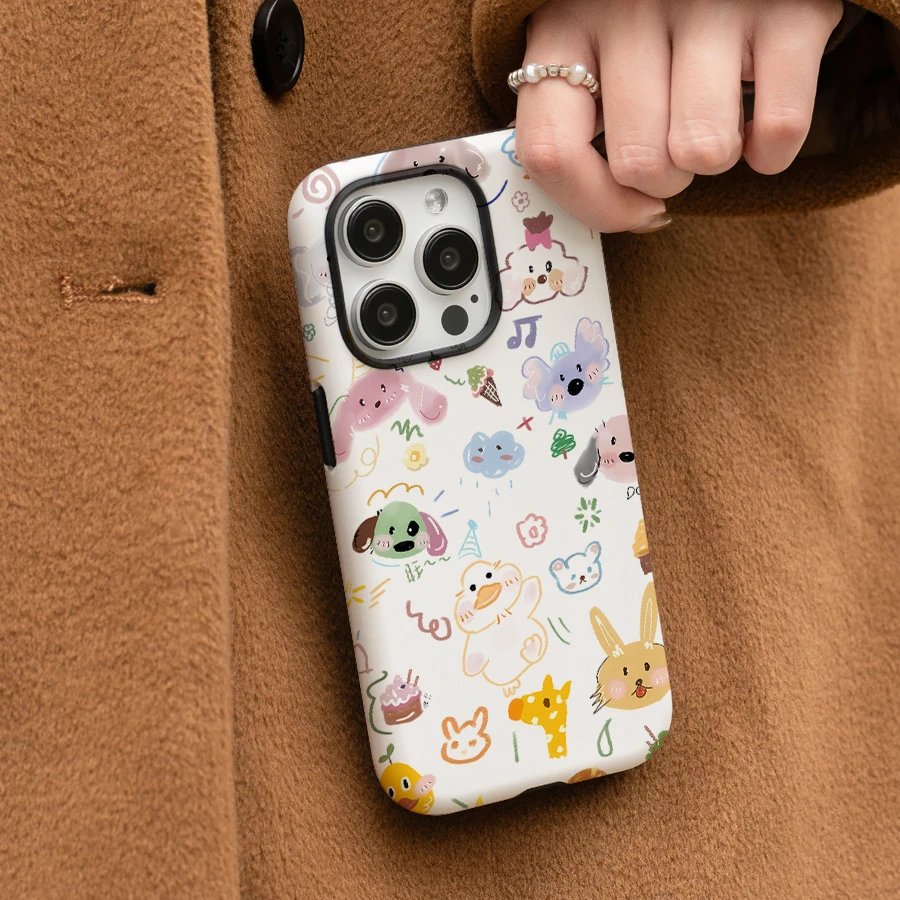 Many Animals Cartoon Cute Phone Case for IPHONE 15PRO MAX 14 13 12 11 PRO Plus 15pro Acrylic TPU Two in One Mobile Phone Cases