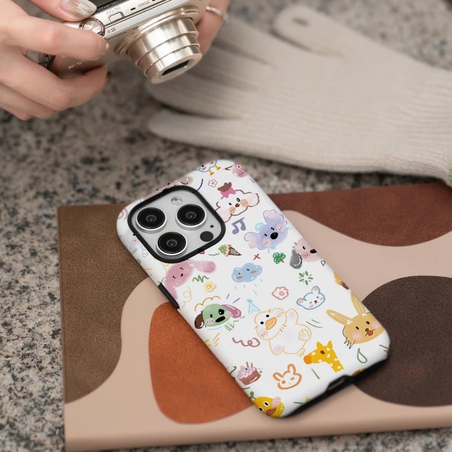 Many Animals Cartoon Cute Phone Case for IPHONE 15PRO MAX 14 13 12 11 PRO Plus 15pro Acrylic TPU Two in One Mobile Phone Cases
