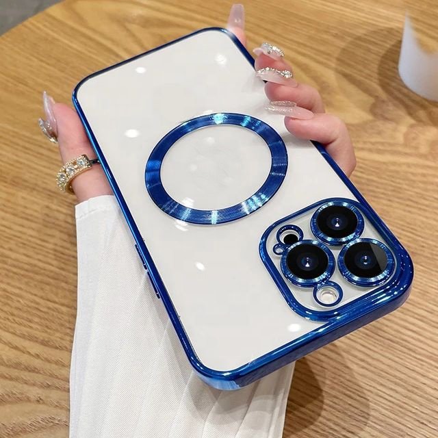 Hot Clear Plating Magnetic Phone Case For iPhone 16 Pro Max Plus 15 14 13 12 Pro X XS XR Wireless Charging Soft TPU Bumper Cover