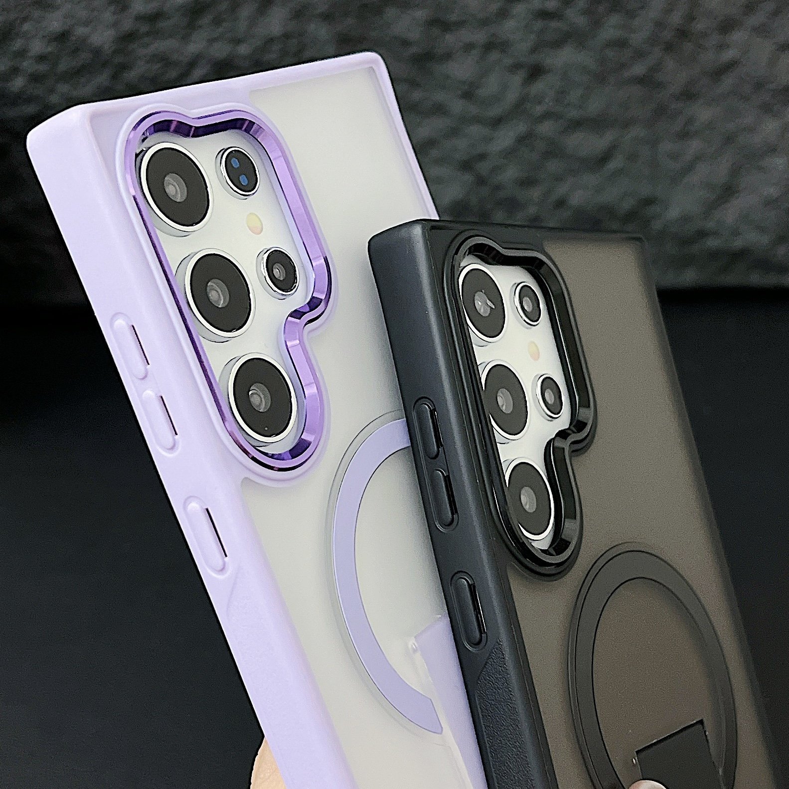 New Arrival Matte Anti-fingerprint Hidden Holder Shockproof Magnetic Mobile Phone Cases for Samsung Galaxy S24 Plus S23 Ultra