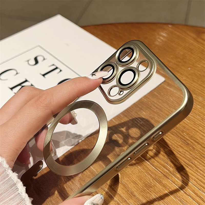 Hot Selling Products Lens Film Protection Plating TPU Phone Case For iPhone 15 14 Plus 13 12 15 Pro Max Magnetic Charging Shell