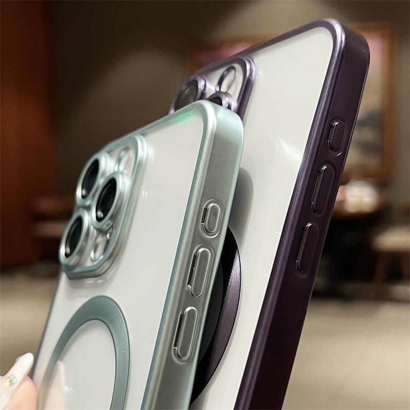 Hot Selling Products Lens Film Protection Plating TPU Phone Case For iPhone 15 14 Plus 13 12 15 Pro Max Magnetic Charging Shell
