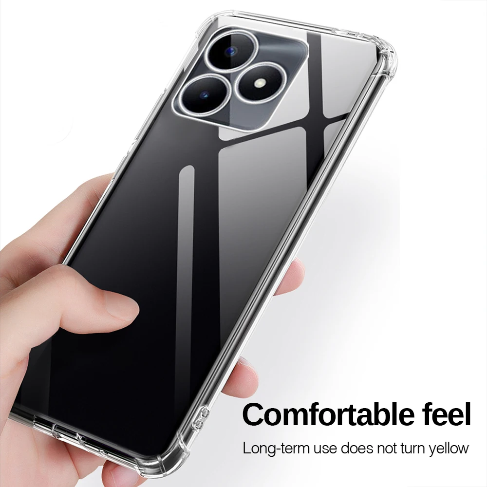 Shockproof Transparent Phone Case for Realme 12 Lite Pro C51s C60 C61 C63 GT 6T Safety Back Tpu Covers Anti-Scratch Protector