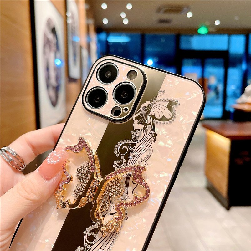 Mobile Phone Case For 14 13 Mini Pro 12 11 Women Luxury Phone Cover With Stand