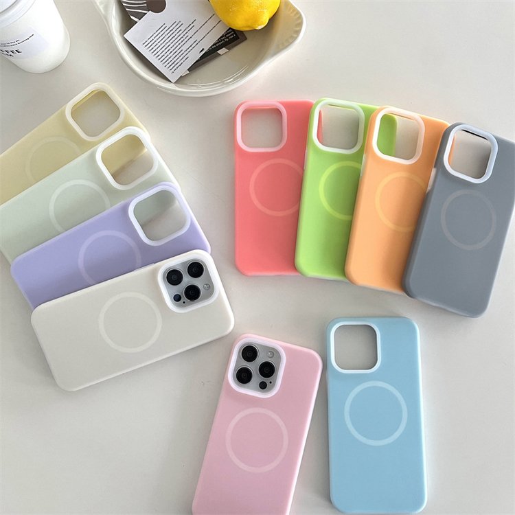 Dual Layer Colors Liquid Silicone Wireless Charging Magnetic Phone Case For iPhone 16 15 Pro Max 14 13 12 11