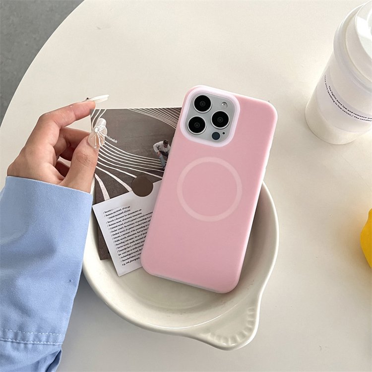 Dual Layer Colors Liquid Silicone Wireless Charging Magnetic Phone Case For iPhone 16 15 Pro Max 14 13 12 11
