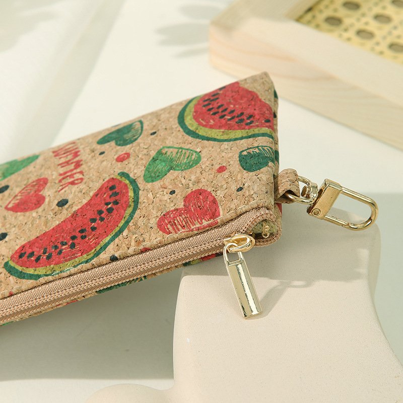 New Arriving Eco Friendly Women Cork Custom Cute Coin Purse Portable Keychain Zipper Bag Credit Card Holder Wallet Vegan Gift