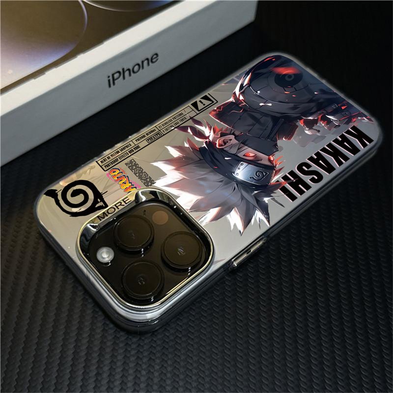 Anime Uzumaki Narutos Demon Slayer Mobile Phone Case Electroplating Camera Protective Case for iPhone 14 15 pro max