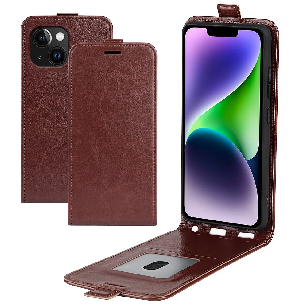 Phone Case for iPhone 15 Plus 15 Pro Max Series Drop Proof Vertical Flip PU Leather Mobile Phone Cover with Card Slots