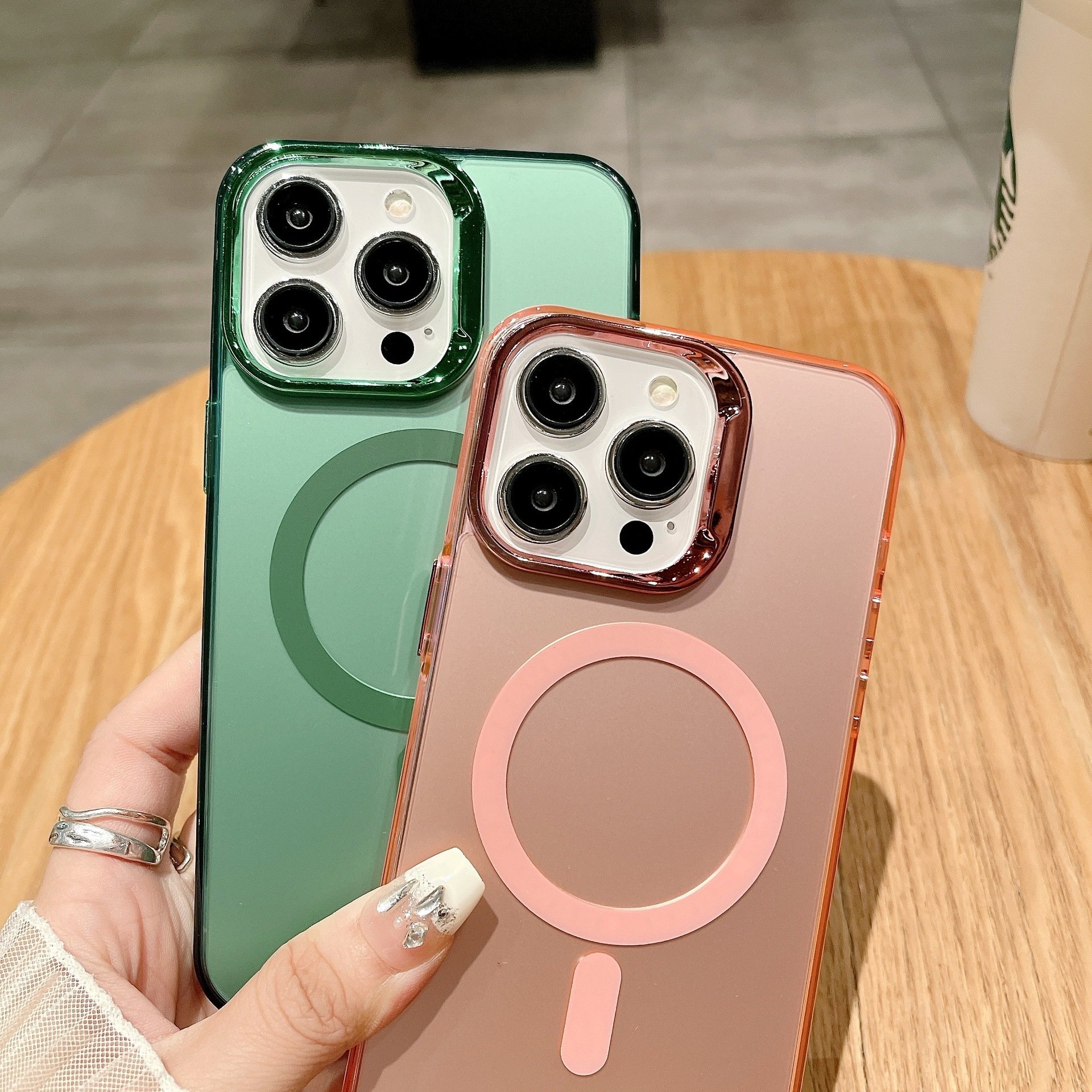 Electroplating Magnetic Acrylic Matte Clear TPU Wireless Charging Phone Case For IPhone 16 14 15 Pro Max Plus Back Mobile Cover