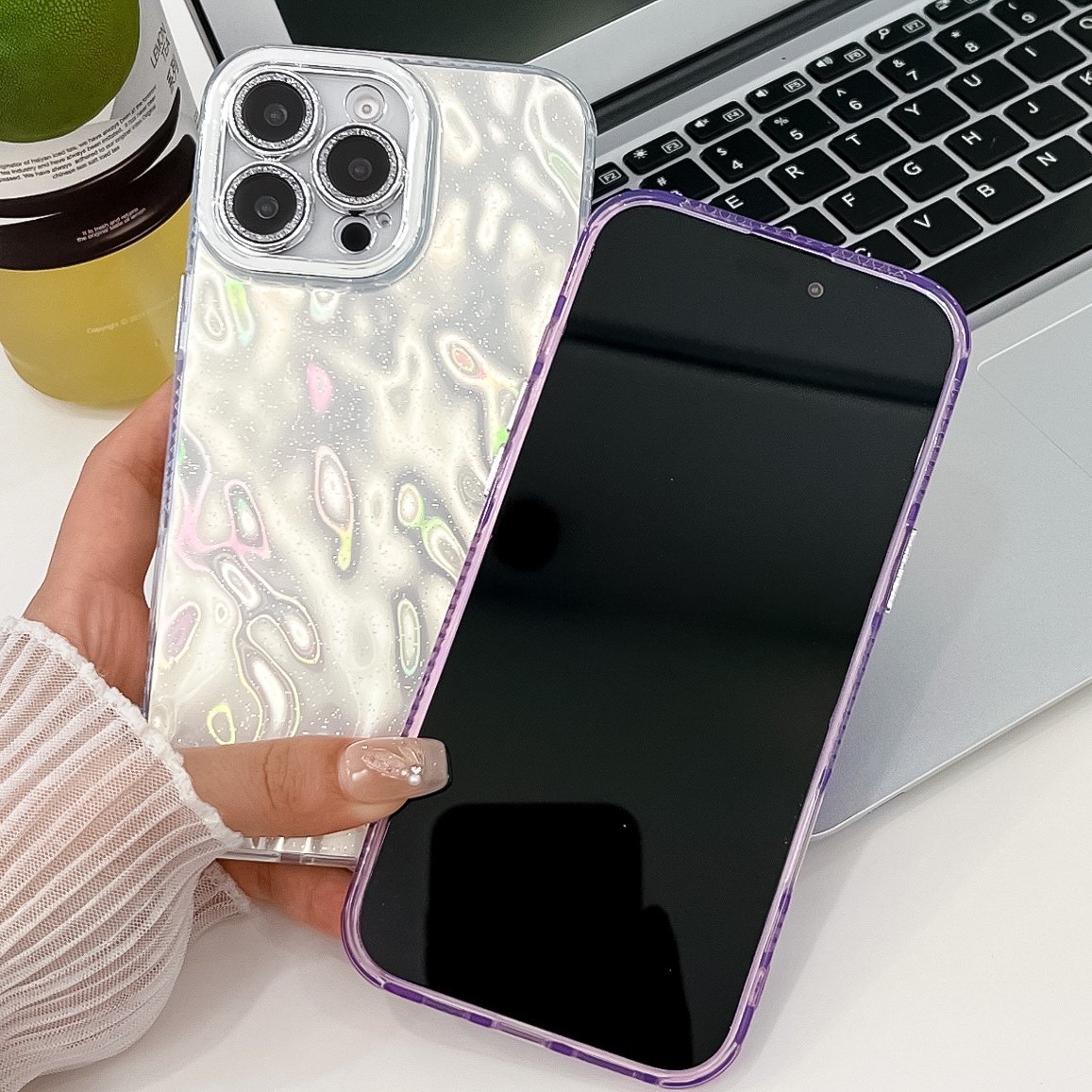 IMD Gradient Laser Mobile Phone Covers for iPhone 16 Case Luxury Silver Color Mobile Phone Case for iPhone 15 Pro 14 Pro Max