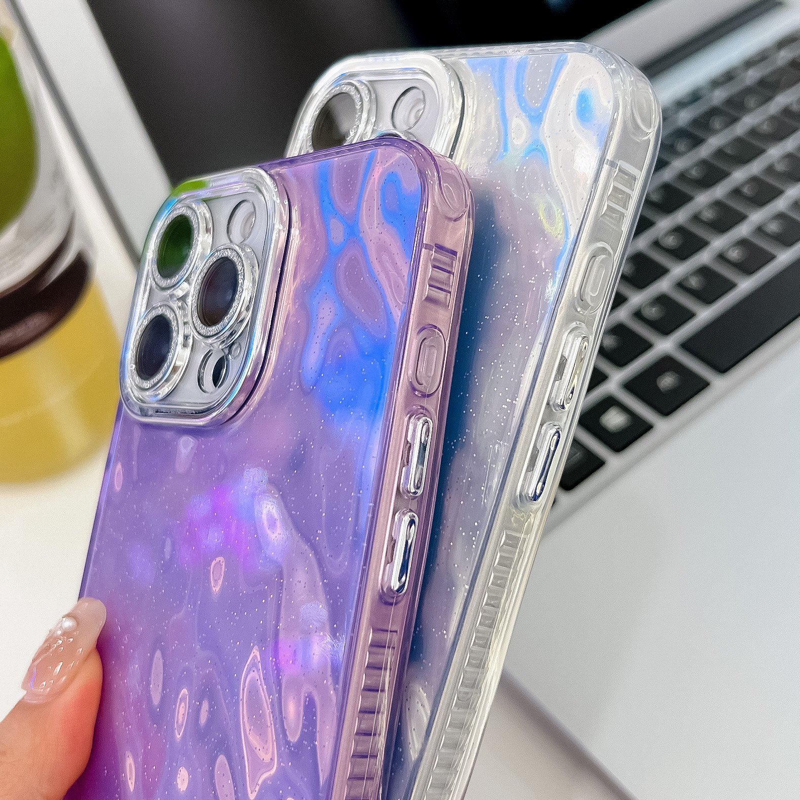IMD Gradient Laser Mobile Phone Covers for iPhone 16 Case Luxury Silver Color Mobile Phone Case for iPhone 15 Pro 14 Pro Max