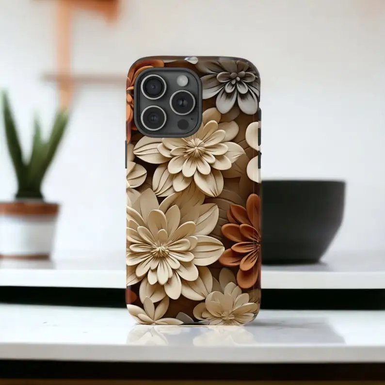 3D Bohemian Flowers Phone Case For IPHONE 15PRO MAX 14 13 12 11 PRO Plus 15pro Acrylic TPU Two in one Mobile Phone Cases