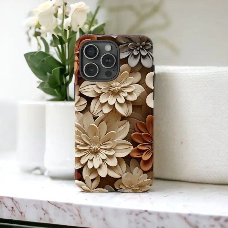 3D Bohemian Flowers Phone Case For IPHONE 15PRO MAX 14 13 12 11 PRO Plus 15pro Acrylic TPU Two in one Mobile Phone Cases
