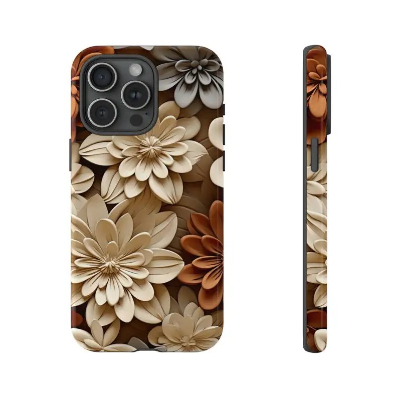 3D Bohemian Flowers Phone Case For IPHONE 15PRO MAX 14 13 12 11 PRO Plus 15pro Acrylic TPU Two in one Mobile Phone Cases