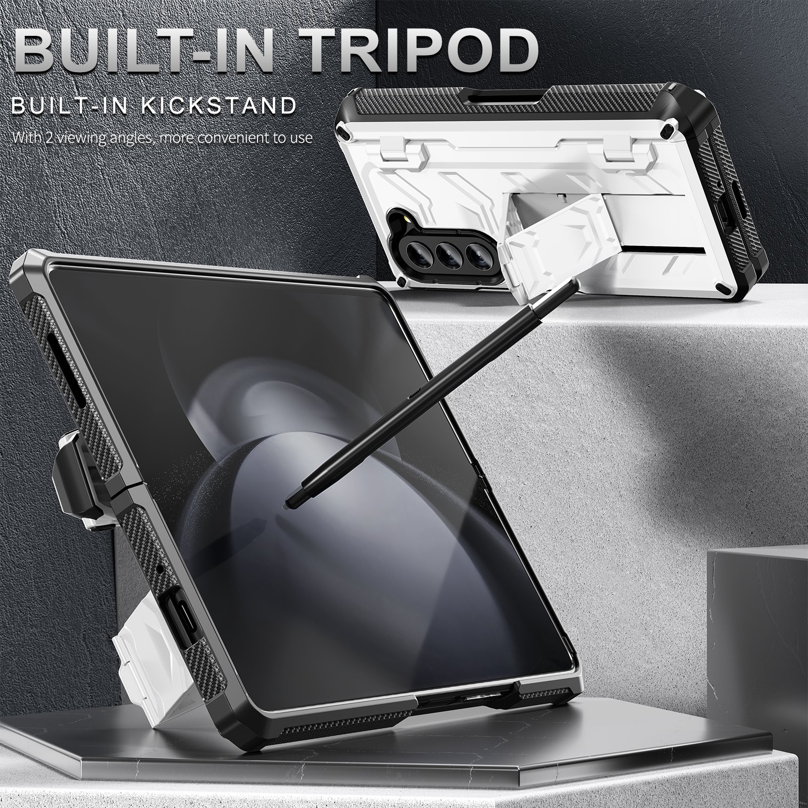 New style smart Mobile Phone Cases For Samsung Galaxy Z Fold 5 with pencil holder 7.6inch